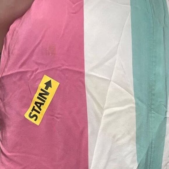 Slate & Willow Combo Striped Faux Wrap Dress Cap Sleeve Size 8 Pink/Yellow - Picture 16 of 16